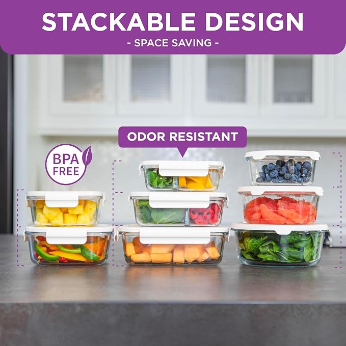 HOLDN’ STORAGE Food Storage Containers With Vacuum Sealing, Set of 12 | Glass Containers, Two Pumps, Keep Food Fresh Longer, BPA-Free Glass, Leak-Proof, Ideal for Meal Prep, Marinating - Image 3