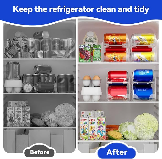 Soda Can Organizer 2Pack, Auto-Roll Dispenser 12oz and Tall Cans | Holds 18 Cans (9 Per Rack), Screwdriver Included, Anti-Slip Rubber Feet, Impact-Resistant Plastic, Fits Most Fridges - Image 5