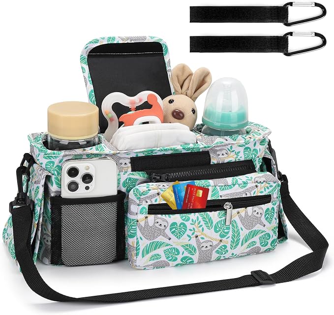 Accmor Universal Stroller Organizer with Insulated Cup Holder Detachable Phone Bag and Shoulder Strap,Stroller Bag Caddy Organizer for Uppababy, Baby Jogger, Britax Strollers - Image 2