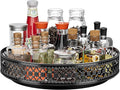 11 inch Lazy Susan Turntable - Metal Spice Organizer for Cabinet Table Top | 360° Smooth Rotating Tray Black Lazy Susan with Rim for Dining Table, Pantry, Countertop, Kitchen, Bathroom Vanity Storage by OVICAR