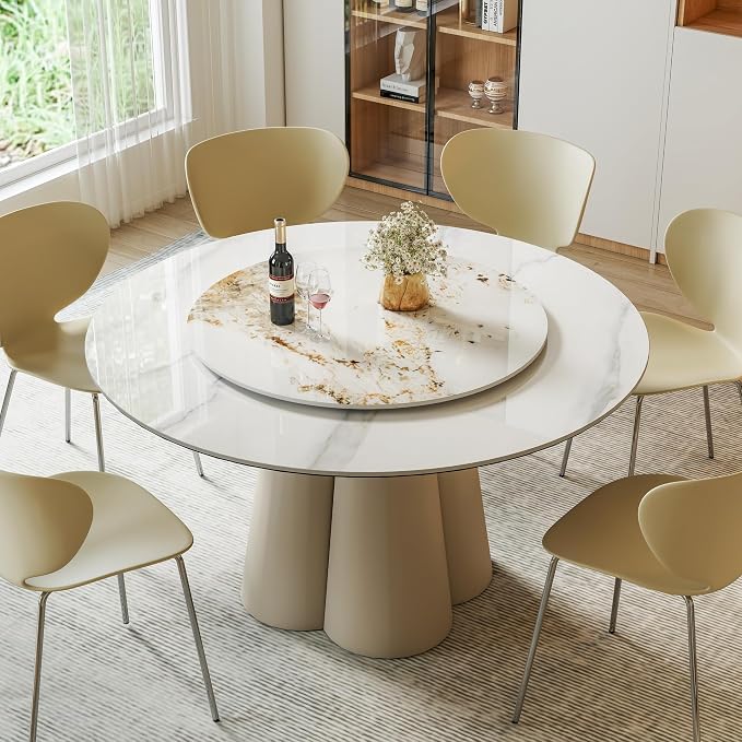 ZL ZELing 35.4" Lazy Susan Turntable – 360° Sinteredstone Silent Anti-Slip Turntable, Table Top Centerpiece for Kitchen, Pantry, Spice Rack, Refrigerator & Dining Table, Brown - Image 7