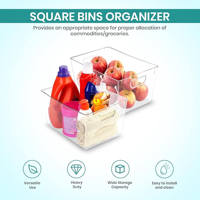 Utopia Kitchen Pantry Organizers and Storage Bins, 6 Pack, Large, Clear | Storage Bins for Pantry, Durable Freezer Organizer Bins With Handles for Organizing Fridge, Kitchen Organization - Image 4