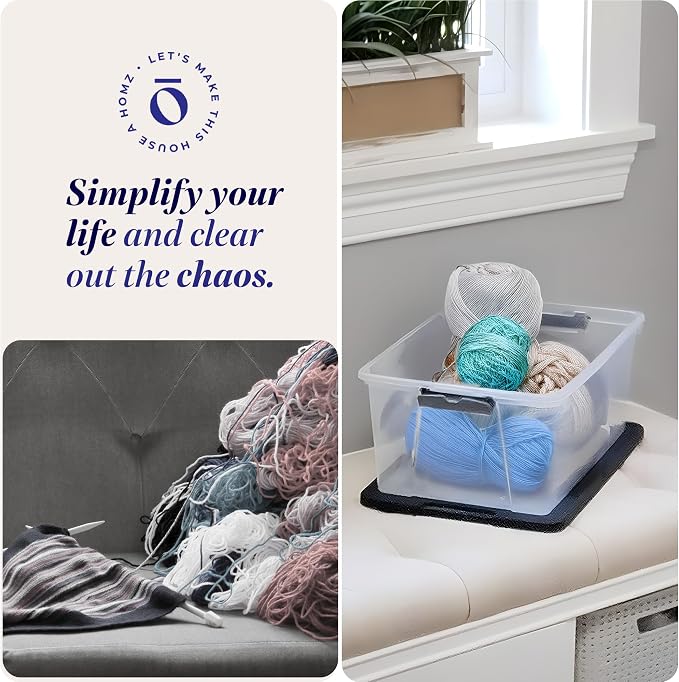 HOMZ 4-Pack Secure Latch, Clear Plastic Storage Organizer Bins, 15 Quart, Gray Lid - Stackable Container Boxes for Bedroom, Bathroom, Garage, and Office Organization - Image 6