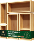 ROYAL CRAFT WOOD 5-Piece Bamboo Drawer Organizer Set – Multi-Use Storage Trays for Kitchen, Bathroom, Office, Makeup, Jewelry & More – Junk Drawer Tray, Utensil Holder, Storage Box & Bin Set (5 Boxes) by ROYALCRAFTWOOD