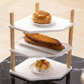 3-Tier Bamboo Corner Shelf, Kitchen Countertop Storage Organizer, Cabinet Plate Rack for Pantry Organization, Bathroom, Desktop, 9.4 x 9.4 x 11.4 Inch by WooFawn