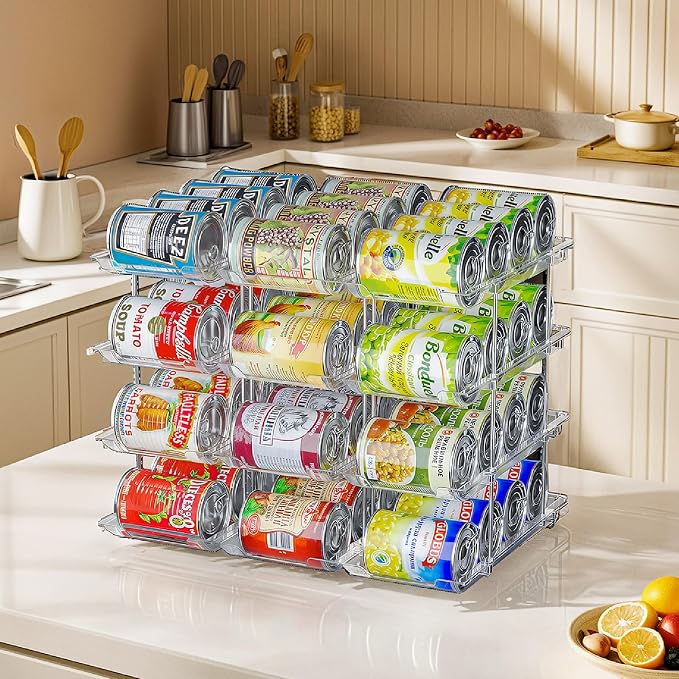 Can Organizer for Pantry, 4-Tier Modular Can Storage Rack | Upgraded Thickened Clear Can Holder for Pantry and Fridge, Holds Up to 48 Food and Beverage Cans by Unknown