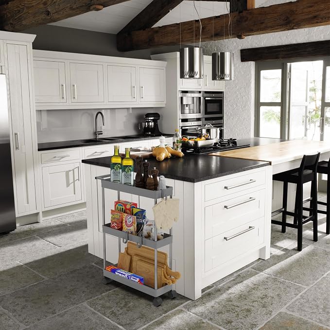Simple Houseware 3-Tier Slim Rolling Cart w/Handle 5.5" Wx27.5 H, Gray | Storage Cart for Narrow Space (5.5-Inch Wide) Kitchen, Bathroom, Laundry Room - Image 7