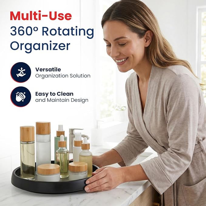 Oizeir 10 Inch Lazy Susan (Set of 4) - Non-Skid Turntable for Cabinet to Maximize Storage and Simplify Accessibility in Kitchen, Bathroom, and Pantry Spaces (Black) - Image 6
