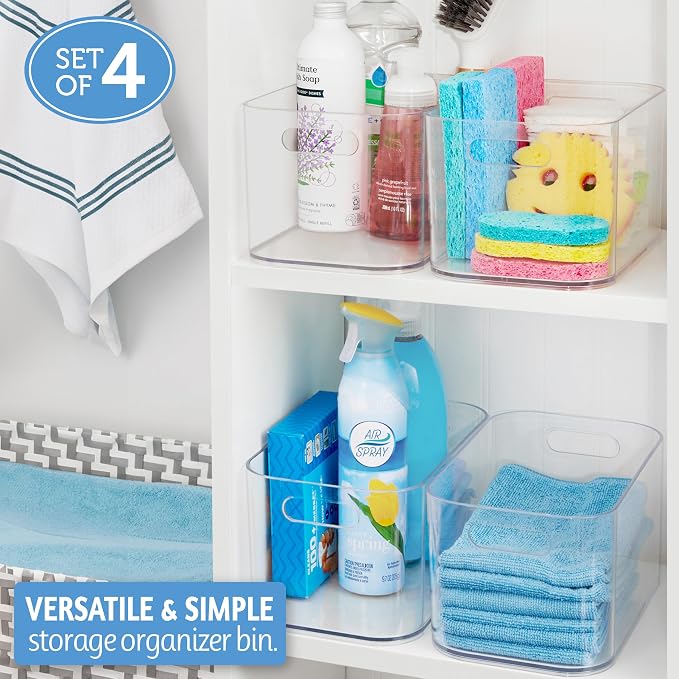STORi Bliss 10" x 6" Open Clear Pantry Organizer Bin, Set of 4, Plastic Containers with Handle for Kitchen, Fridge, Cabinet, Closet, Bathroom, Undersink Storage Made in USA - Image 3