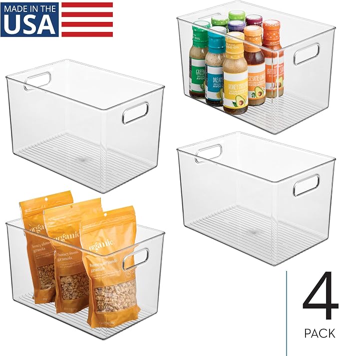 iDesign Storage Bins with Handles, Set of 4, Clear | Organizer Bins, For Kitchen, Pantry, Bathroom, or Home Office - Image 2