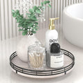 AMH 10-Inch Rustic Whitewashed Oak Lazy Susan Vanity Tray | Smooth rotating oak tray with walnut finish for dining tables, kitchen counters, pantries and cabinet storage. by AMH