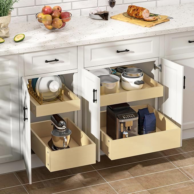 WelFurGeer Soft Close Pull Out Cabinet Organizer, 29" W x 22" D Heavy-Duty Pull-Out Cabinets Drawers, Smooth Slide-Out Shelf for Kitchen Cabinets, Space-Saving Cabinet Organizer with Easy Installation - Image 2
