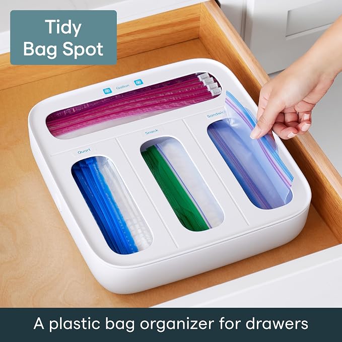 YouCopia StoraBag Food Bag Dispenser, Family Size 4-Slot, Plastic Sandwich Bags Drawer Organizer for Kitchen Storage - Image 2