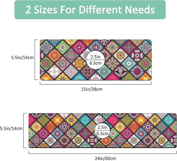 2 Pack 2 Pack Kitchen Sink Splash Guard Faucet Mat 15" X 5.5" Mandala Absorbent Fast Drying Mat Faucet Draining Mat Sink Splash Guard Behind Faucet Drip Catcher for Kitchen Bathroom - Image 3