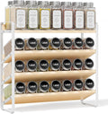 MUDEELA 4 Tier Spice Rack Organizer for Cabinet, (No Jars Included), White | Wooden Vertical Spice Shelf, Seasoning Organizer for Countertop, Kitchen, Pantry, Freestanding, 13.4" W × 11.2" H by MUDEELA