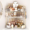 Corner Bathroom Counter Organizer 3-Tier Bathroom Organizer | Storage Countertop with Hooks Perfume Organizers Storage Shelf for Makeup & Skincare Dresser-Clear by Kinkota