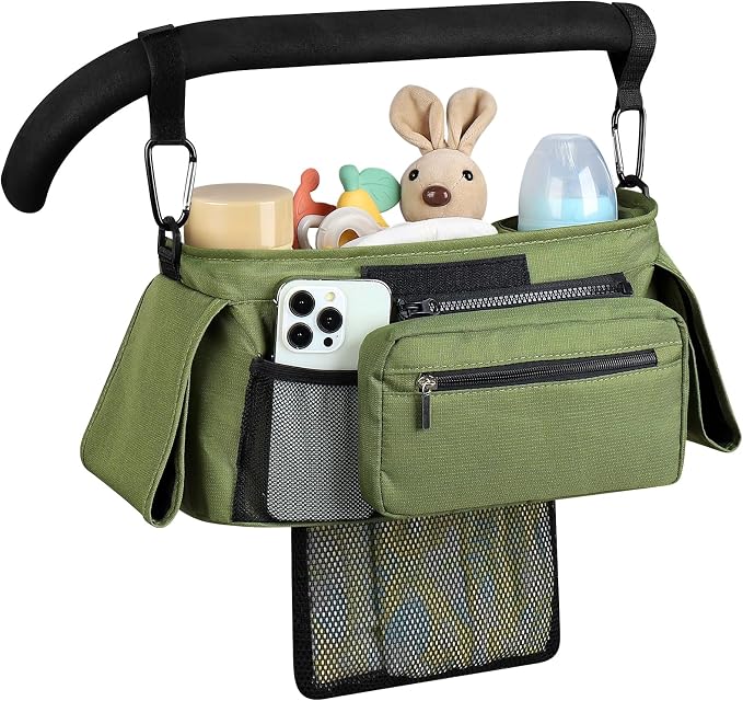 Accmor Universal Stroller Organizer with Insulated Cup Holder Detachable Phone Bag and Shoulder Strap,Stroller Bag Caddy Organizer for Uppababy, Baby Jogger, Britax Strollers - Image 3