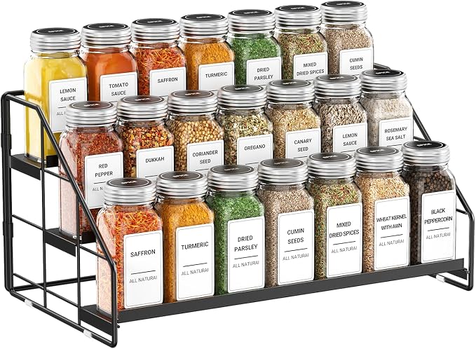 3-Tier Spice Rack for Short Cabinets, Metal Spice Organizer, 1PC | Spice Rack Organizer for Cabinet Keeps Labels Visible, Spice Organization For Cabinet And Countertops by GIGIFTREE