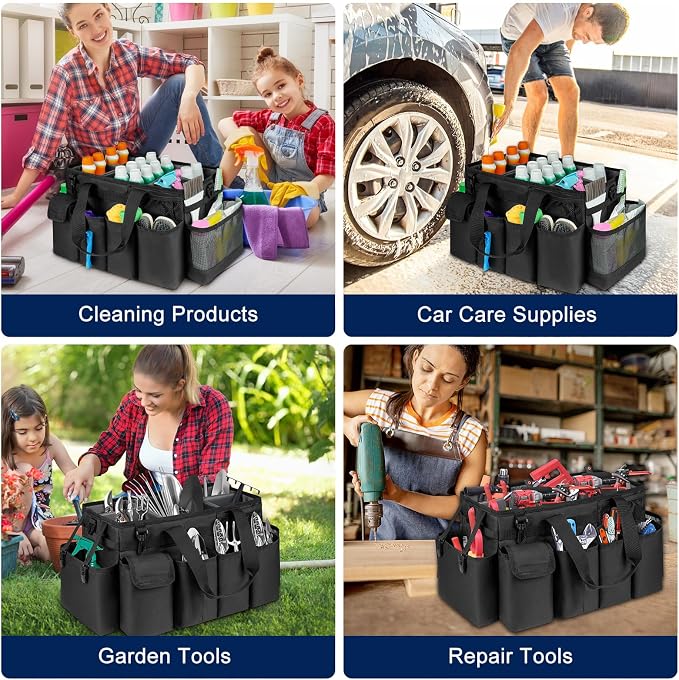 Cleaning Caddy Bag,Extra Large Cleaning Supplies Organizer with Handle for Housekeepers,Black - Image 6