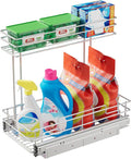 Under Sink Organizer 9" W X17 D, Pull Out Cabinet Organizer 2 Tier | Under Sink Slide Out Chrome Plated, Under Kitchen Bathroom Organizer, Pantry Cabinet Closet Organization Rack, 1 Pack by STORKING