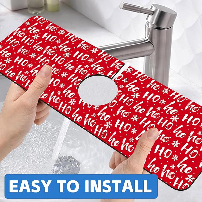 Christmas Hohoho Kitchen Sink Splash Guard Mat Santa Claus Laugh Sink Splash Guard Faucet Mat Draining Mat Fast Drying Sink Protectors for Kitchen and Bathroom 5.5"×15" - Image 6