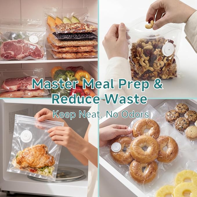 Mehomeli Reusable Vacuum Sealer Bags, 30 Medium Bags, 11in × 10.2in | BPA-free, Freezer and microwave safe, Leak-proof and odor-resistant, Compatible with most handheld vacuum sealers - Image 6