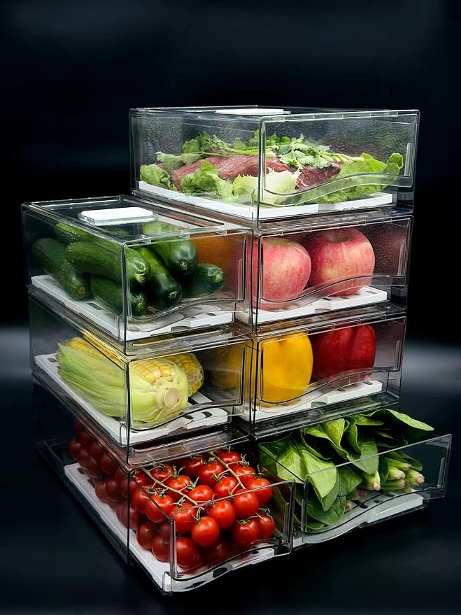 Refrigerator Organizers and Storage Drawer, Stackable Fruit Storage Containers for Fridge, Reusable Fridge Organizer fit for Kitchen Refrigerator and Restaurant Freezer (2 Drawers, Large) - Image 9