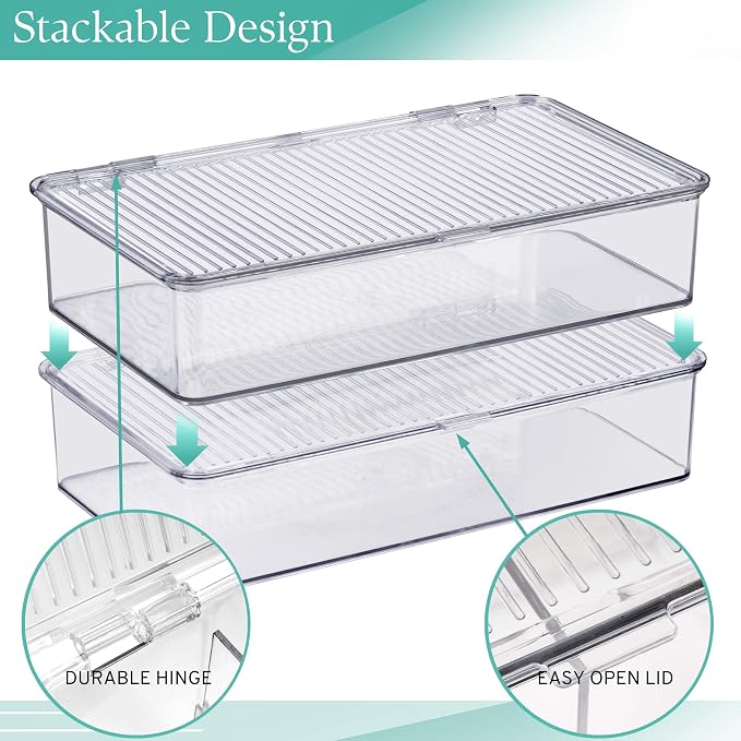 Sorbus Fridge Organizer & Pantry Storage with Lids- Clear Plastic Freezer Organizer Bins- MultiPurpose & Versatile Stackable Cabinet Organizers- Cosmetics,Office Supplies,Food Snack Organizers- 2 Pack - Image 5