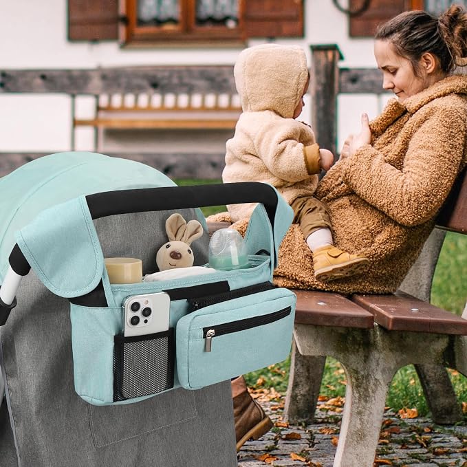 Accmor Universal Stroller Organizer with Insulated Cup Holder Detachable Phone Bag and Shoulder Strap,Stroller Bag Caddy Organizer for Uppababy, Baby Jogger, Britax Strollers - Image 6