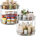 LAMU 2 Pack 2 Tier Lazy Susan Turntable Organizer 12'' Rotating Spice Rack Organization for Cabinet, Kitchen, Pantry, Countertop, Bathroom, Vanity, Medicine Cabinet Organizer, Grey by YourHome-OrganizationHelper