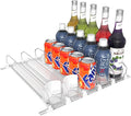 5 Rows Drink Organizer for Fridge, 15'' Soda Can Dispenser for Fridge with Pusher Glide, Width Adjustable Fridge Can Organization Hold Up to 25 Cans (White) by Hmdivor