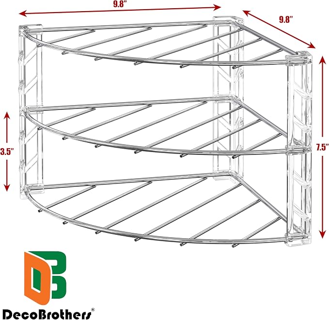 Deco Brothers 3-Tier Counter and Cabinet Corner Shelf Organizer, Chrome - Image 3