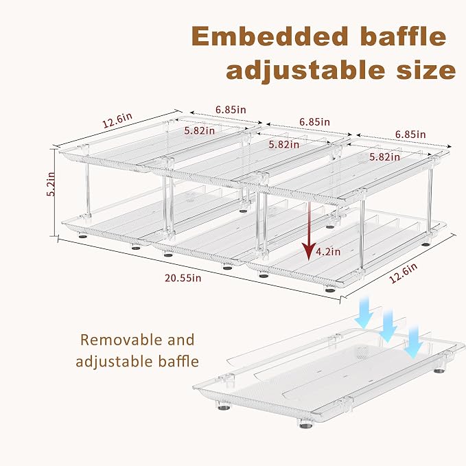 Can Organizer for Pantry, Modular 2 Tier Adjustable Cat Can Organizer | Customizable storage, adjustable dividers, automatic rolling, fits 3 oz cat food to large soup cans, for pantry and fridge - Image 2