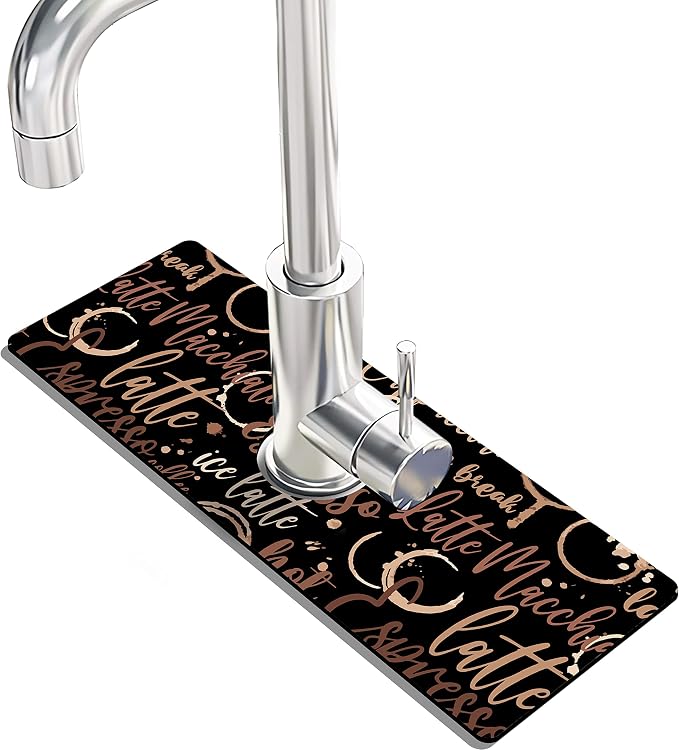 Kitchen Sink Splash Guard Faucet Mat Super Absorbent Fast Drying Mat Sink Gadgets Splash Guard Behind Faucet Drip Catcher for Kitchen (Coffee, 15x5.5in) by THIDEAPE