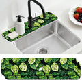 2 Pcs Kitchen Sink Splash Guard Faucet Mat Monstera Leaves Pattern Faucet Mat for Sinks Absorbing Drying Mats for Kitchen Bathroom by CONCHLERY%E6%97%97%E8%88%B0%E5%BA%97