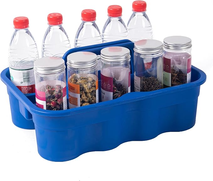 Matthew 3 Pack Large Plastic Tote Tool & Deluxe Supply Cleaning Caddy with Handle Portable Shower Basket Storage Caddy for Cleaning Products,Take-Out Drink,Bathrooms - Blue - Image 6