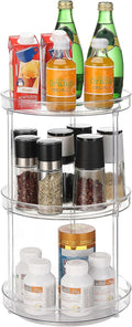 URALFA 3 Tier Lazy Susan Organizer, 9 Inch Clear Rotating Makeup Organizer | Acrylic 360 Rotating Tray, Plastic Spinning Organizer, Multi-layer Shelf for Bathroom, Pantry, Countertop, Kitchen, Cupboard by URALFA