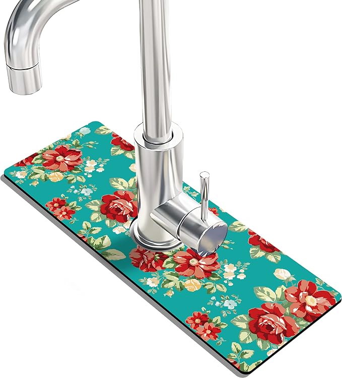 Kitchen Sink Splash Guard Faucet Mat -2 PC Super Absorbent Fast Drying Mat Sink Gadgets-Splash Guard Behind Faucet Drip Catcher for Kitchen, Bathroom,Sink Mat, Dish Drying Mat, Bathroom(15" X 5.5" ) - Image 2