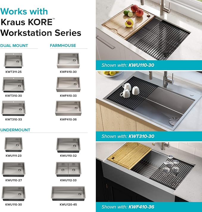 Kraus Multipurpose Workstation Sink Roll-Up Dish Drying Rack, Colander and Trivet in Light Grey, KRM-11LG - Image 12