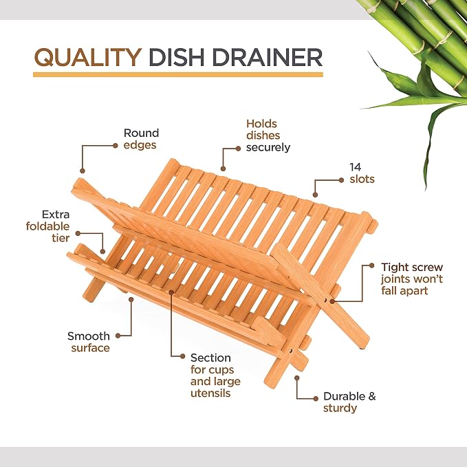 Bambüsi Bamboo Dish Drying Rack and Utensil Holder Set Bundle - Image 4