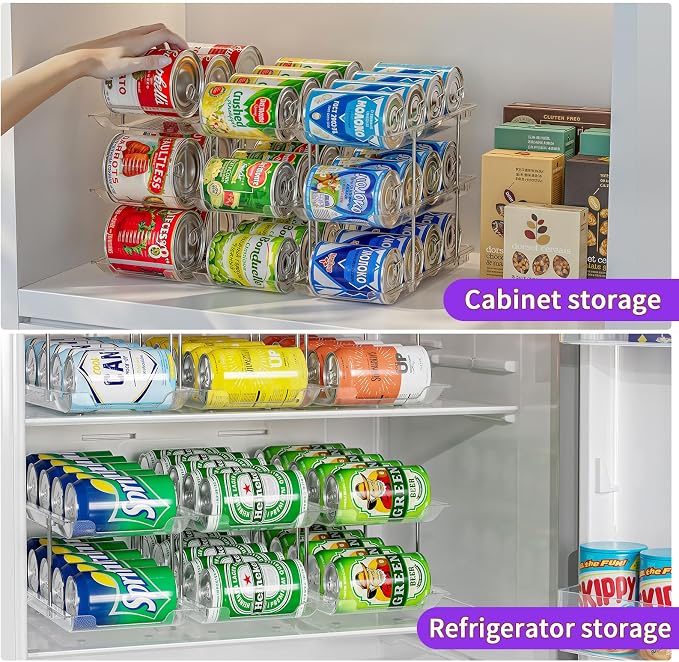 Can Organizer for Pantry, 3-Tier Combinable Can Rack | Upgraded Thickened Clear Can Holder, Modular Design Holds Up to 36 Canned Food, Soup and Beverage Cans - Image 5