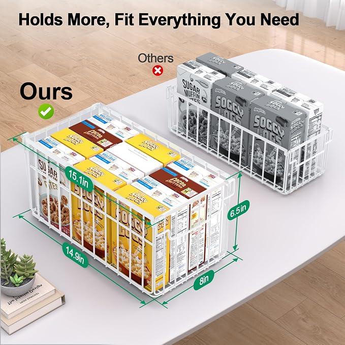 Freezer Organizer Bins, 2 Pack Big Baskets for 5/ 7 Cu.FT Deep Freezer | Stackable Chest Freezer Organizer Bins, Foldable Baskets with Handles, White Storage Container Baskets for Sort Frozen Meats - Image 2
