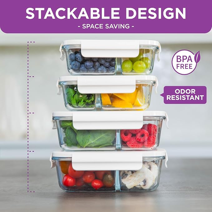 HOLDN’ STORAGE Food Storage Containers With Vacuum Sealing, Set of 4 | Glass Containers, One Electronic Pump, Keep Food Fresh Longer, BPA-Free Glass, Leak-Proof, Ideal for Meal Prep, Marinating - Image 3