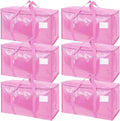 TICONN 6 Pack Extra Large Moving Bags Heavy Duty with Zippers & Carrying Handles, Durable Storage Bags Moving Boxes for Closet Organizers and Storage (6 Pack, Pink) by TICONN