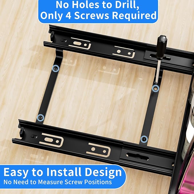 BOIVSHI Spice Rack for Cabinet, 10.5" Wx10.5 Dx2.8 H | 1 Tier Spice Racks for Inside Cabinets, Metal Cabinet Spice Organizer for Kirchen, Pantry, Easy to Assemble, Black - Image 2