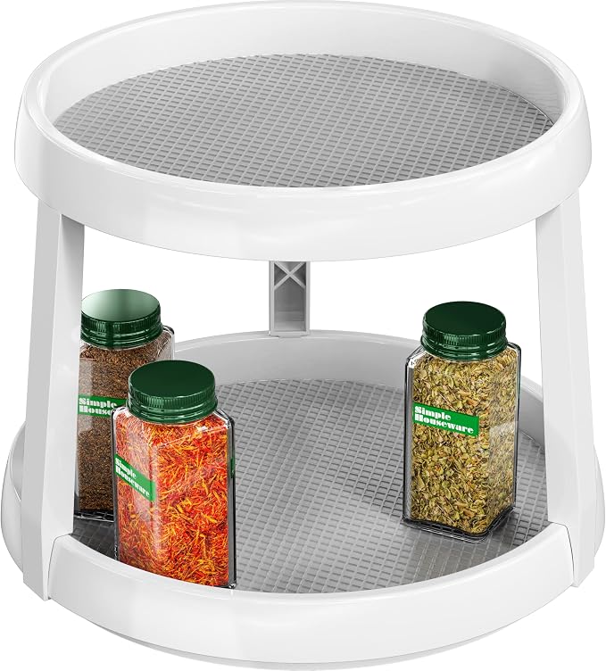 Simple Houseware 2-Tier Lazy Susan Spice Organizer, 10-Inch, White/Gray by SimpleHouseware