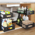 Under Sink Organizer, 2-Tier Dual Pull Out Cabinet Organizer Drawers With Smooth Circular Rail, Large Capacity Metal Mesh Sliding Shelves For Bathroom& Kitchen Storage,Height Adjustable–Black,2 Packs by UnderSinkOrganizer