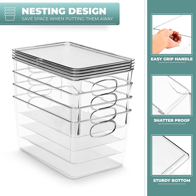 Sorbus Large Clear Plastic Storage Bins with Lids, Stackable Toy Storage Bins, Clothes, Medicine, Makeup, Closet, Art Supply, Bathroom, Shoe, Toy Storage Organizer (2 Pack) - Image 6