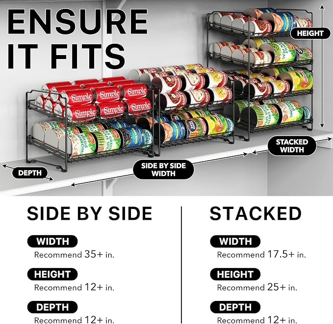 Simple Houseware 2 Tier Stackable Can Rack, Black, 2 Pack - Image 3