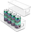 Stackable Plastic Food Storage Bin with Handles for Kitchen Pantry, Cabinet, Refrigerator, Freezer - Organizer for Fruit, Yogurt, Squeeze Pouches - BPA Free, 10" Long - 2 Pack – Clear by KAVDNAE